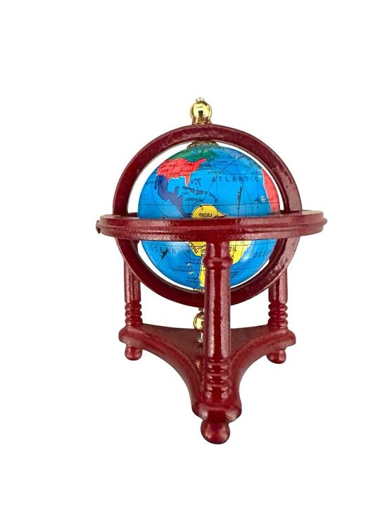 Unbranded Other - Dollhouse 1:12 Rolling World Globe with Wooden Stand Miniature Furniture Red